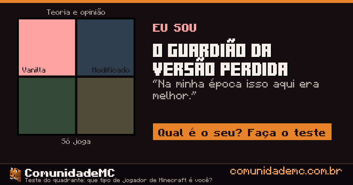 O Guardião da Versão Perdida: resultado do teste do quadrante